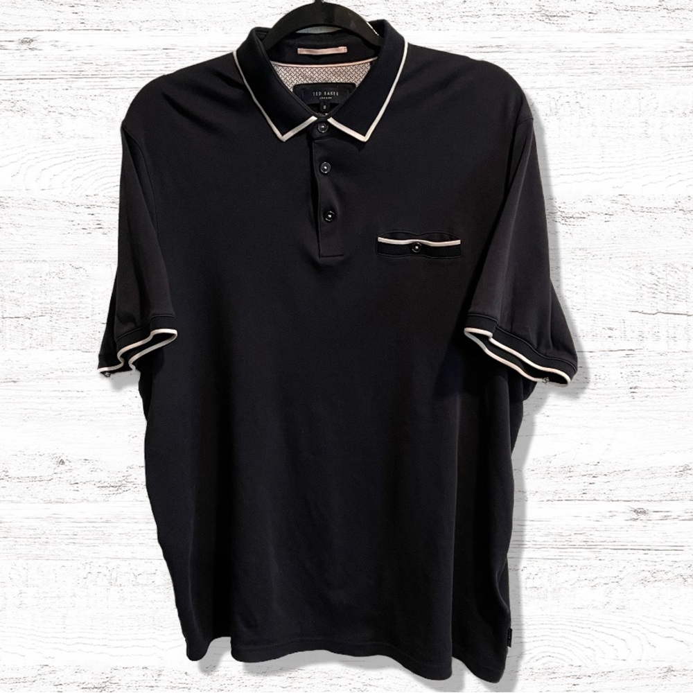 Ted Baker London Men’s Black Short Sleeve Polo Shirt Size XL